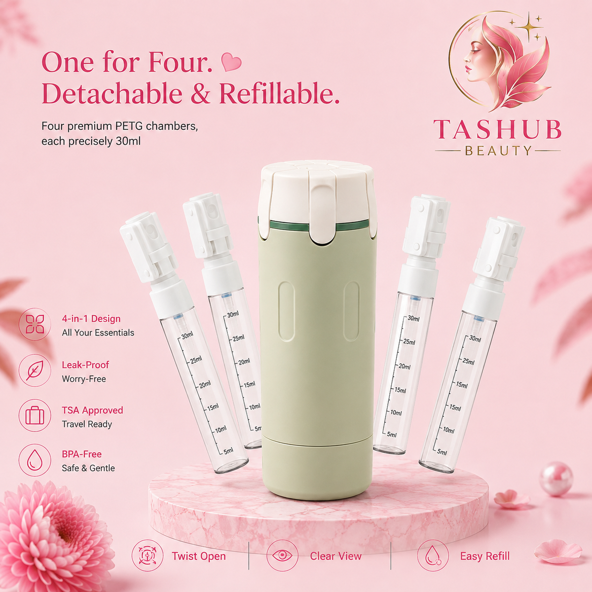 TASHUB TravelFit 4-in-1 Beauty Dispenser